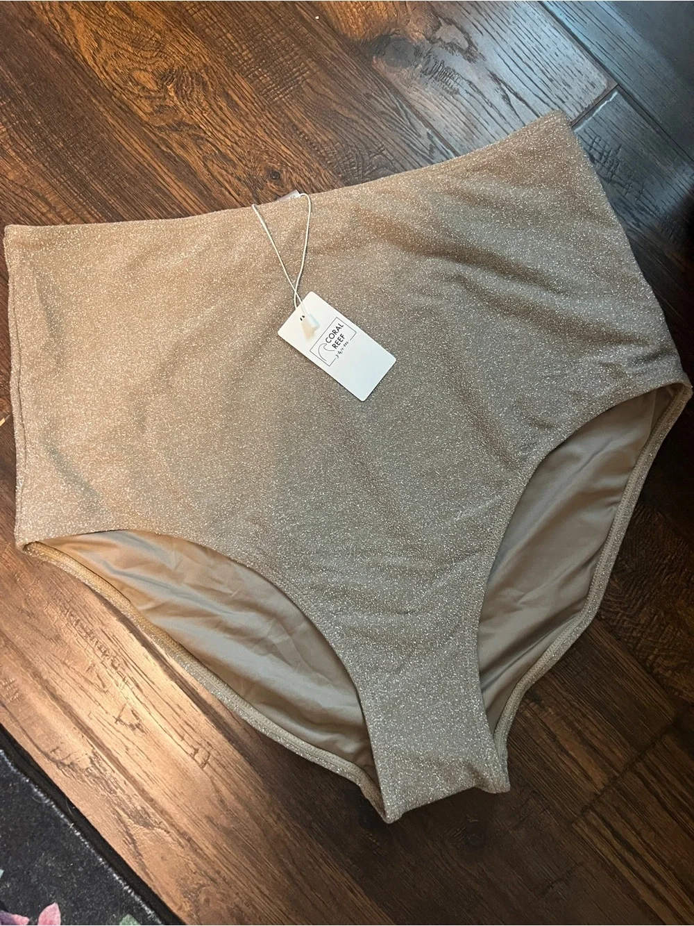 Coral Reef Manava Swim high-Waist champagne Shimmer wave bottom NWT